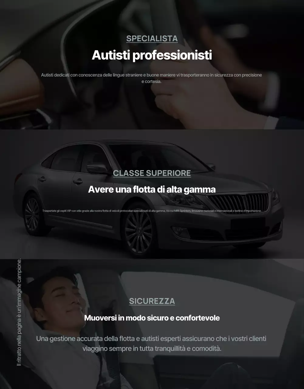 Pubblicità del servizio di mobilità di lusso nero