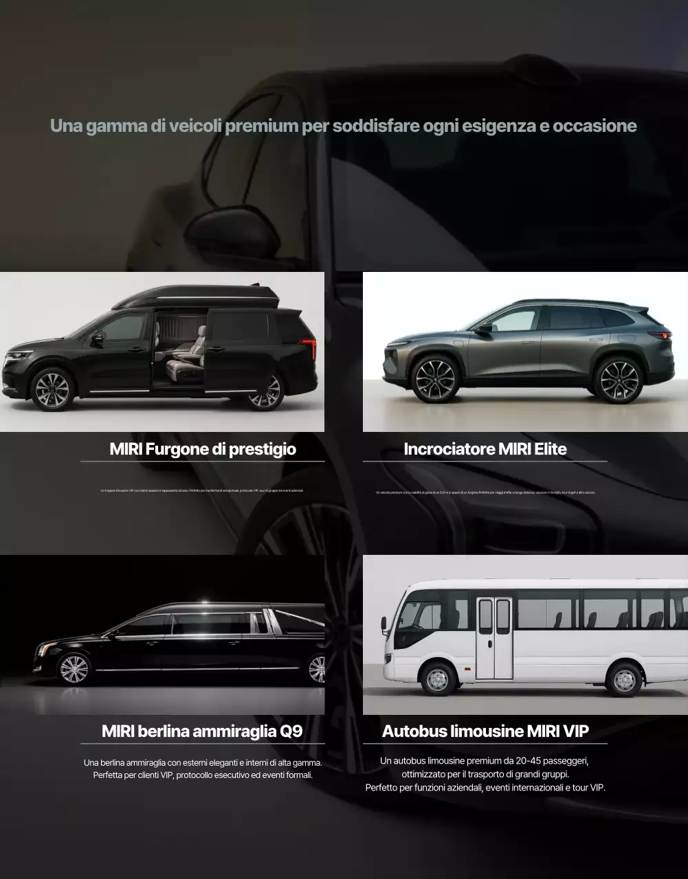 Pubblicità del servizio di mobilità di lusso nero
