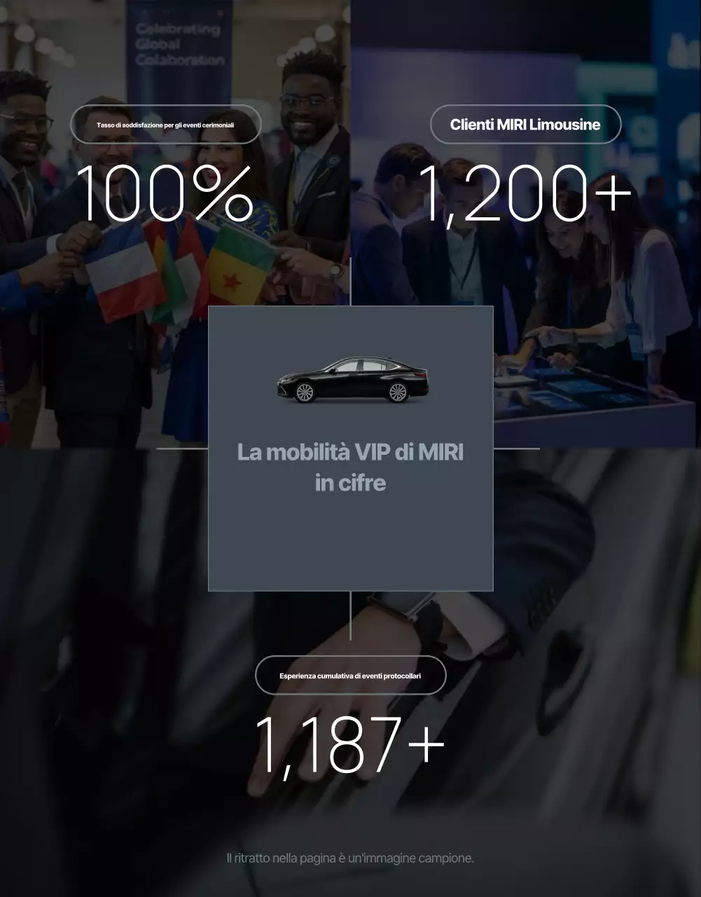 Pubblicità del servizio di mobilità di lusso nero