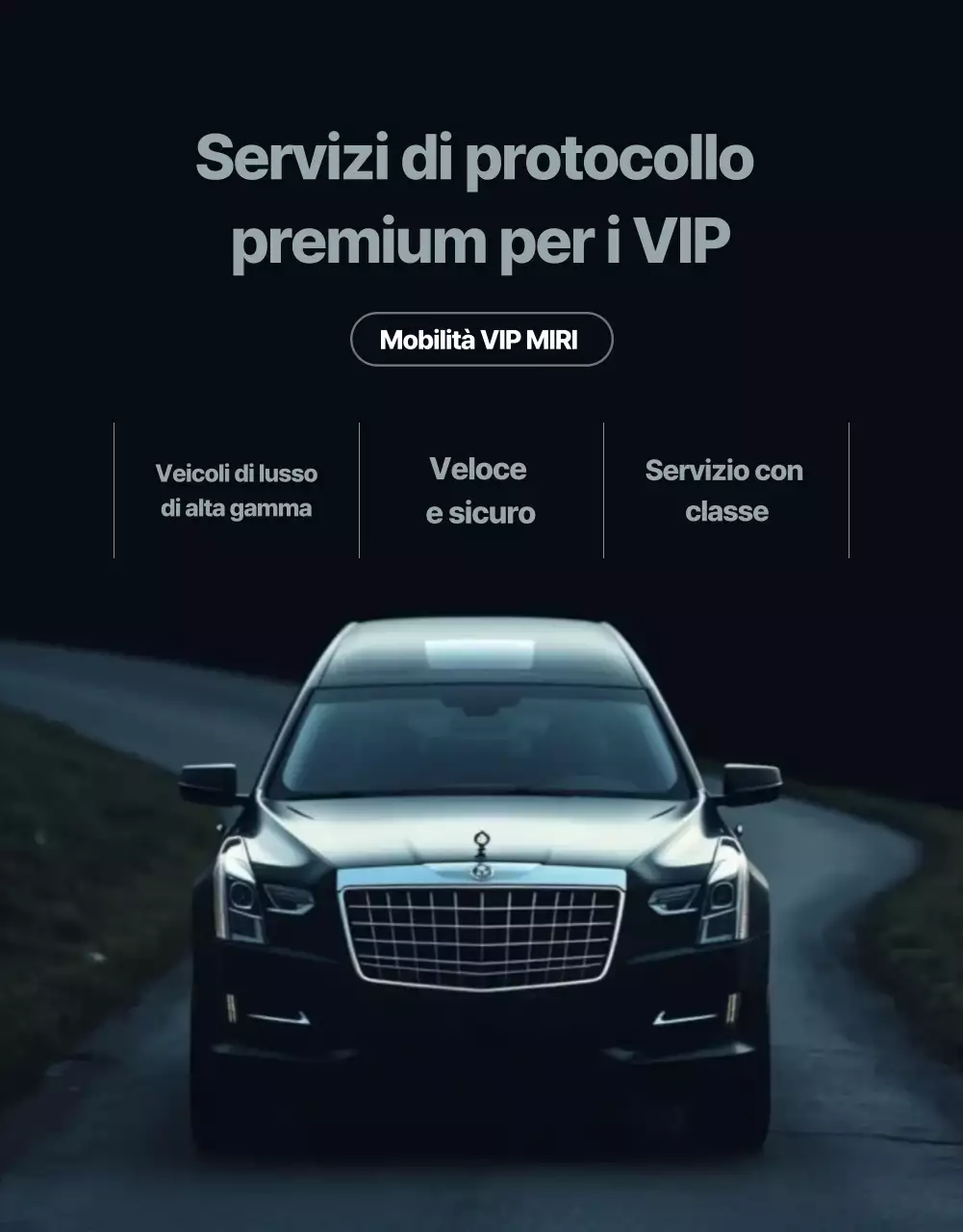 Pubblicità del servizio di mobilità di lusso nero