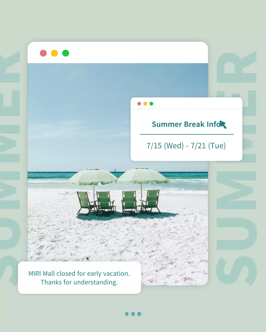 Simple Summer Vacation Guide Announcement with Mint and Green