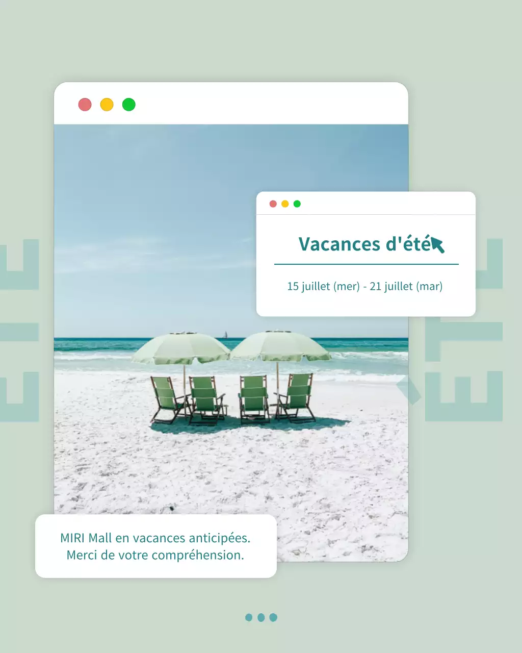 Annonce d'un guide simple pour les vacances d'été avec menthe et vert