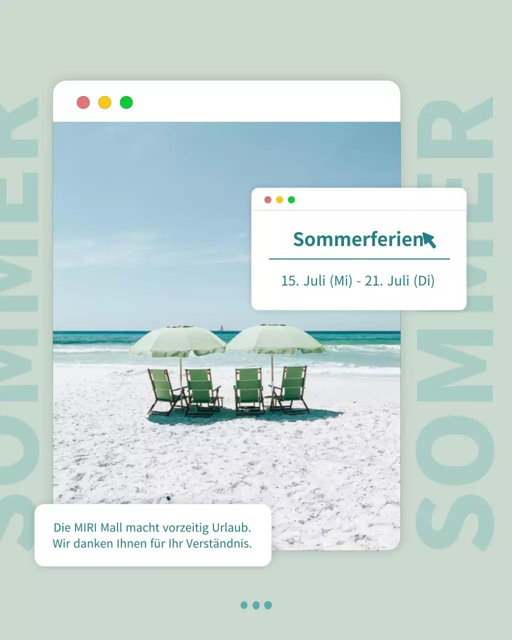 Einfache Sommerferien-Guide-Ankündigung mit Minze und Grün