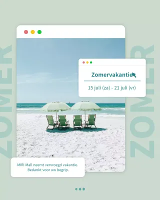 Aankondiging van een eenvoudige zomervakantiegids met munt en groen