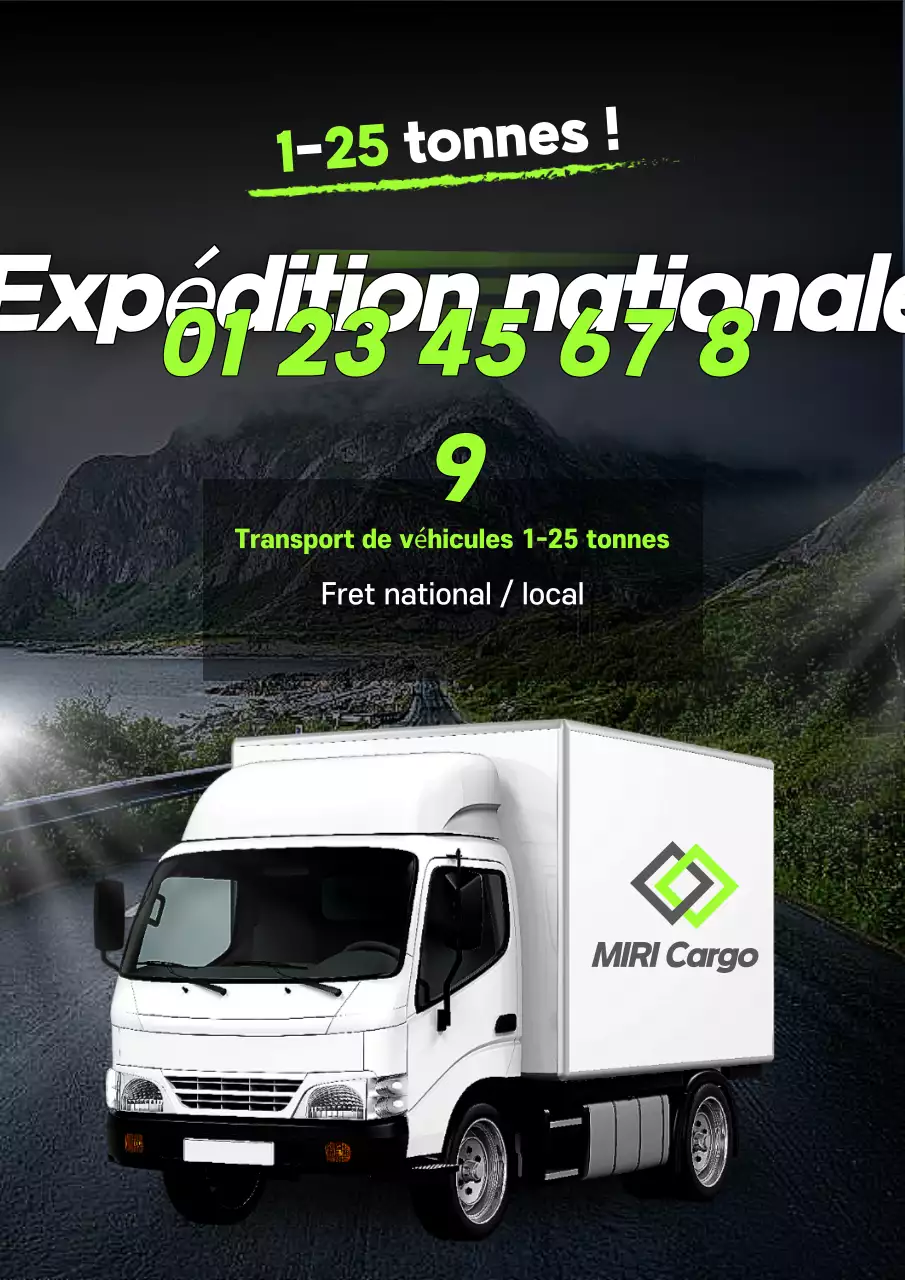 Publicité pour un camion cargo moderne noir