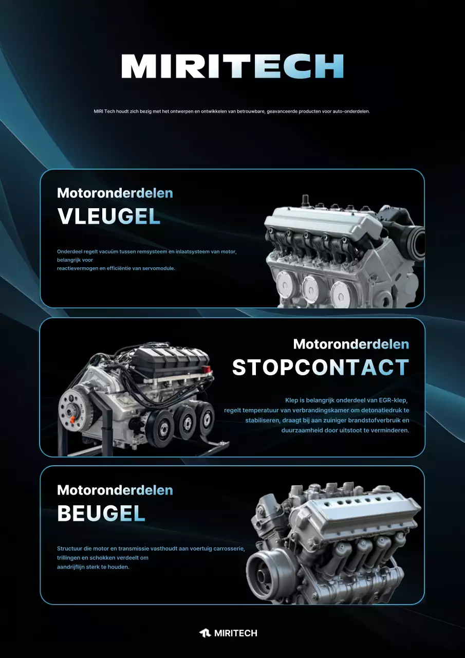 Advertentie voor zwarte moderne auto-onderdelen