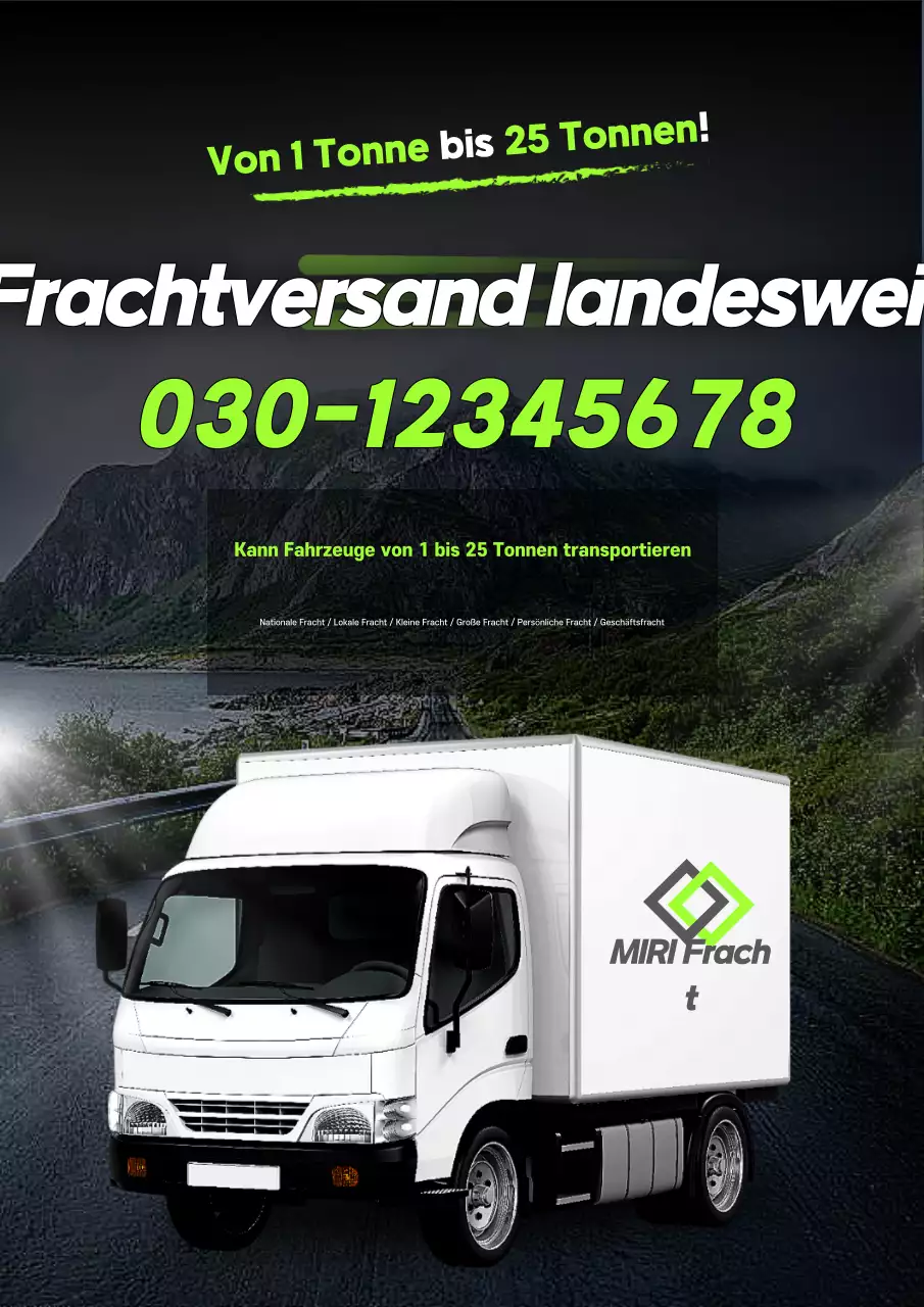 Schwarze moderne Fracht-LKW-Werbung