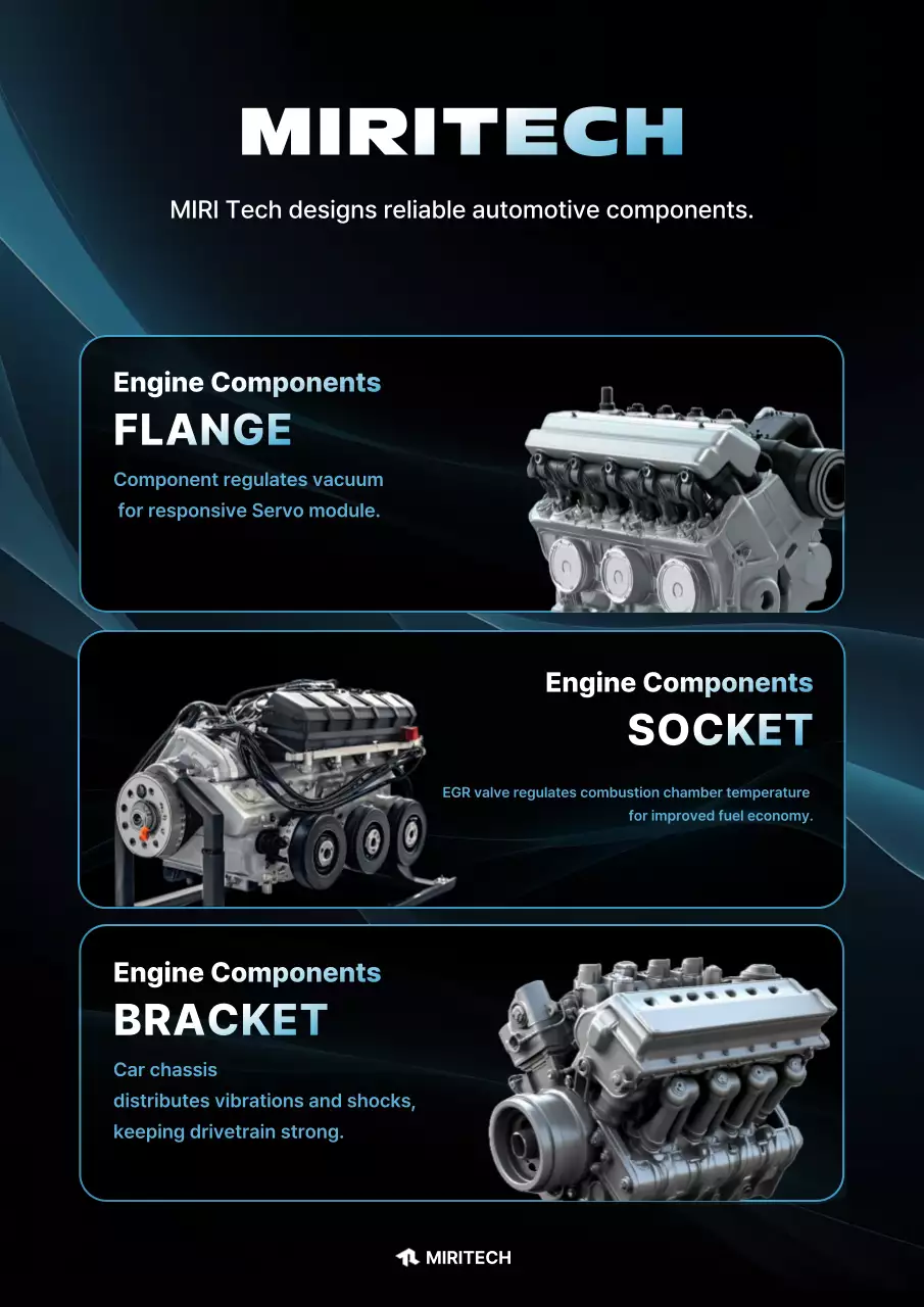 Quảng cáo phụ tùng ô tô hiện đại màu đen