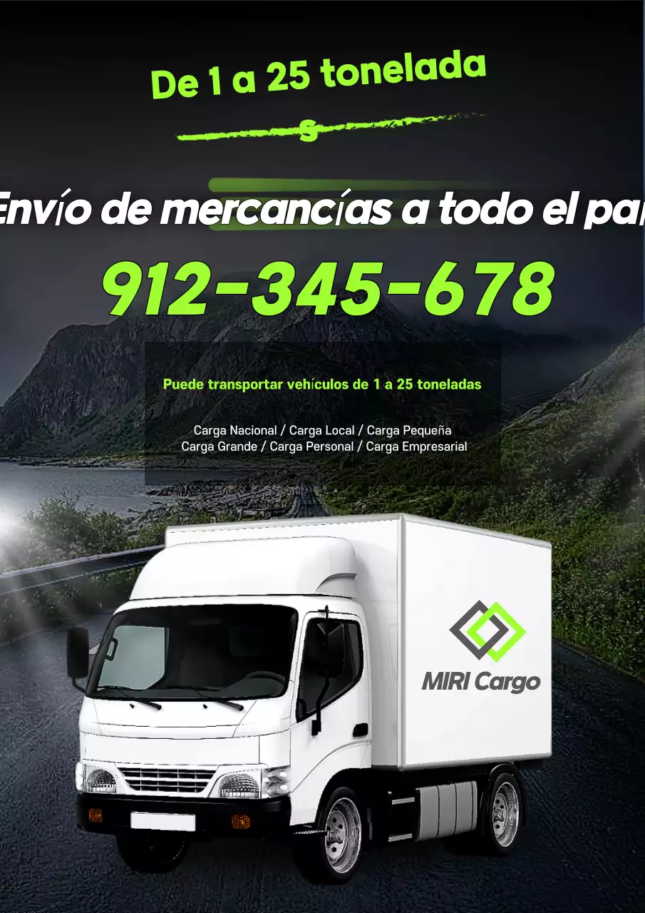 Anuncio de camiones de carga modernos y negros