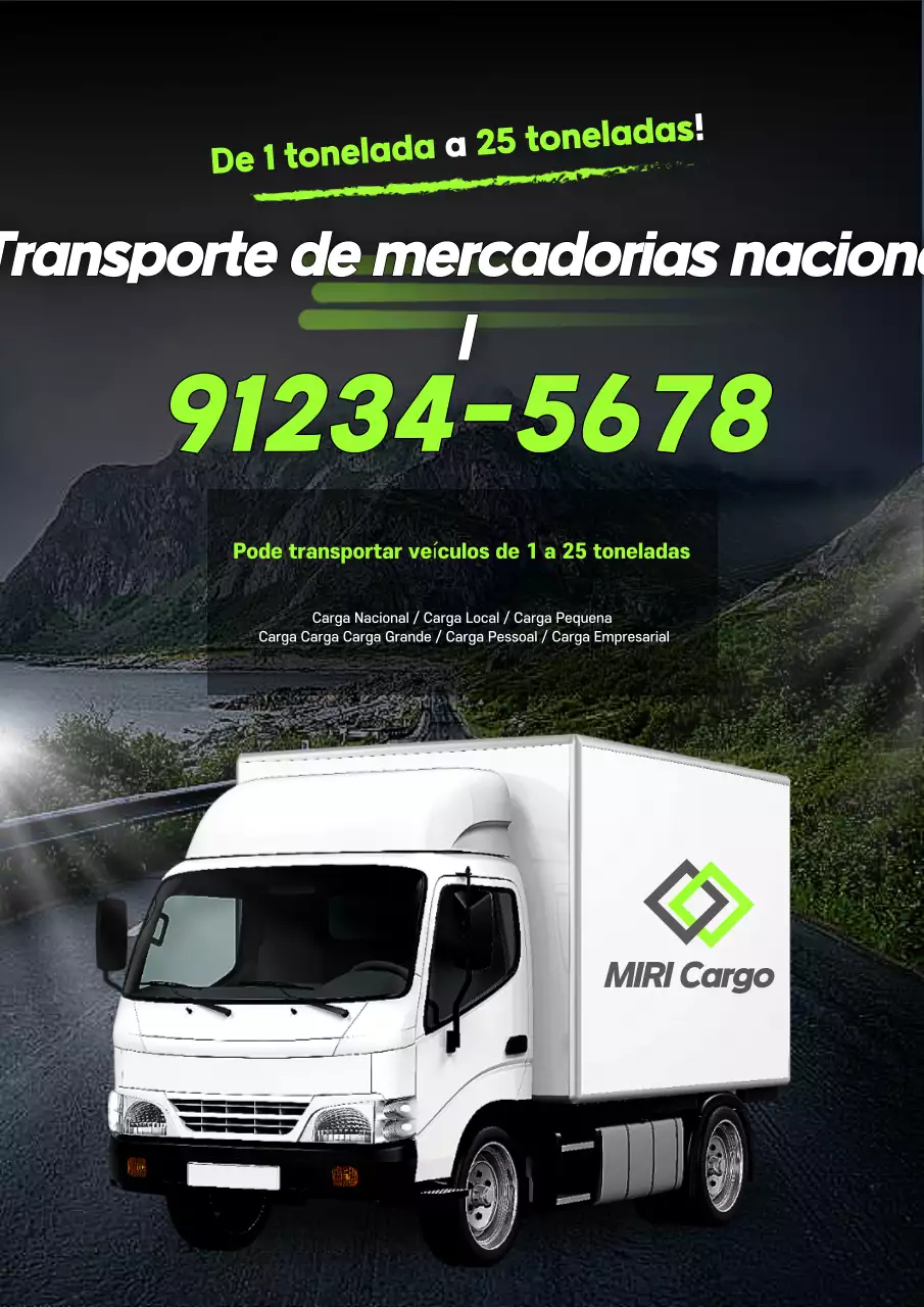 Anúncio de caminhão de carga moderno preto