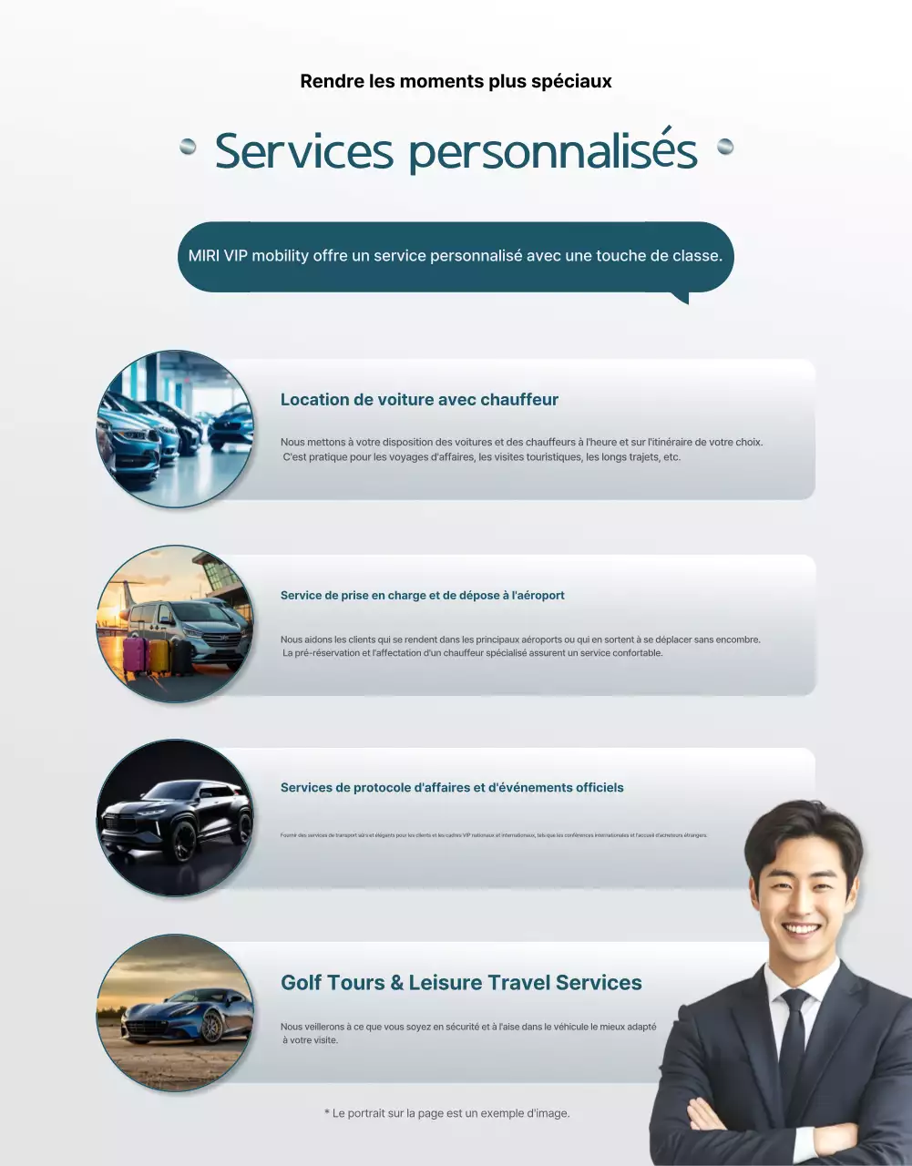 Promotion d'un service cérémoniel luxueux en bleu ciel