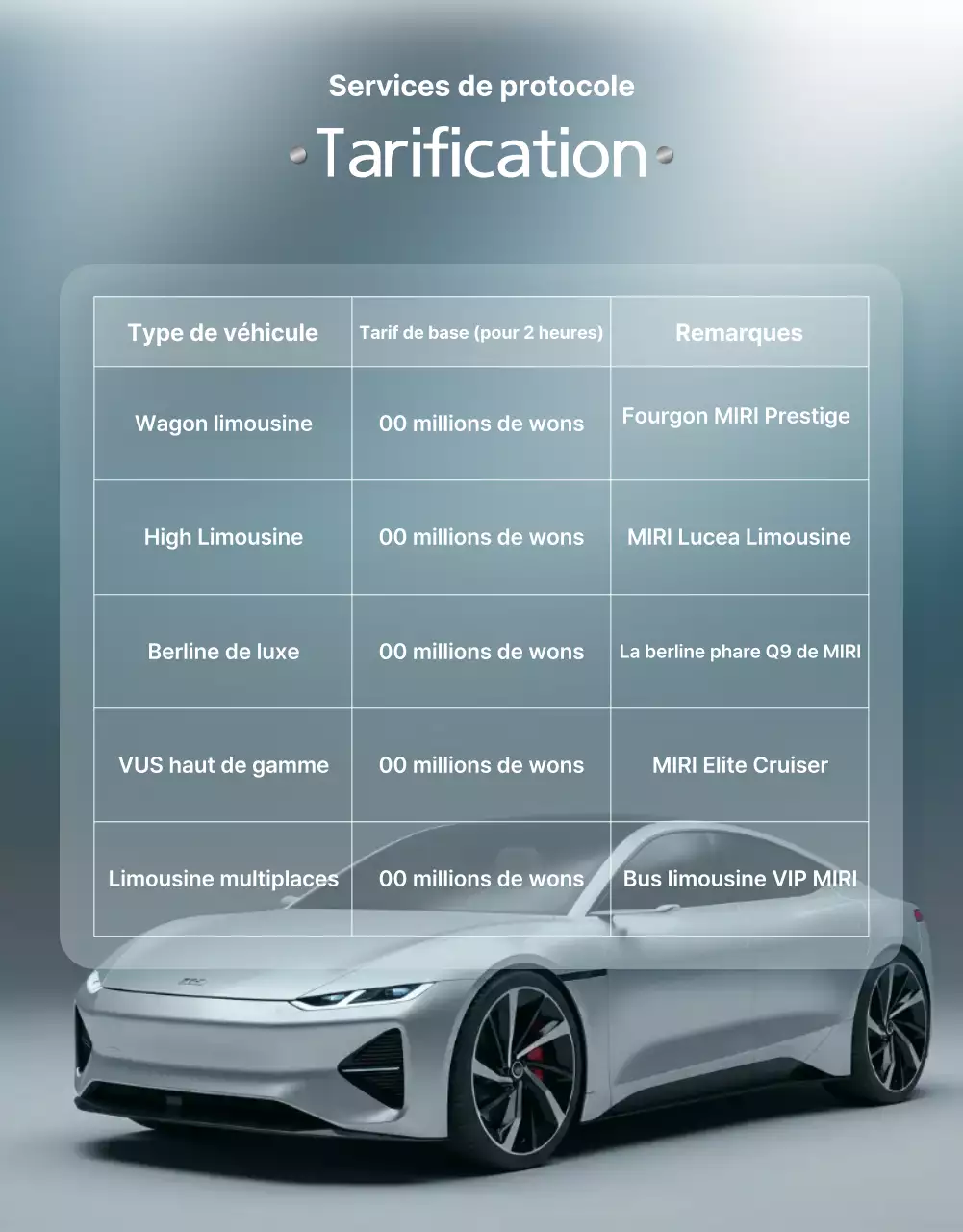 Promotion d'un service cérémoniel luxueux en bleu ciel