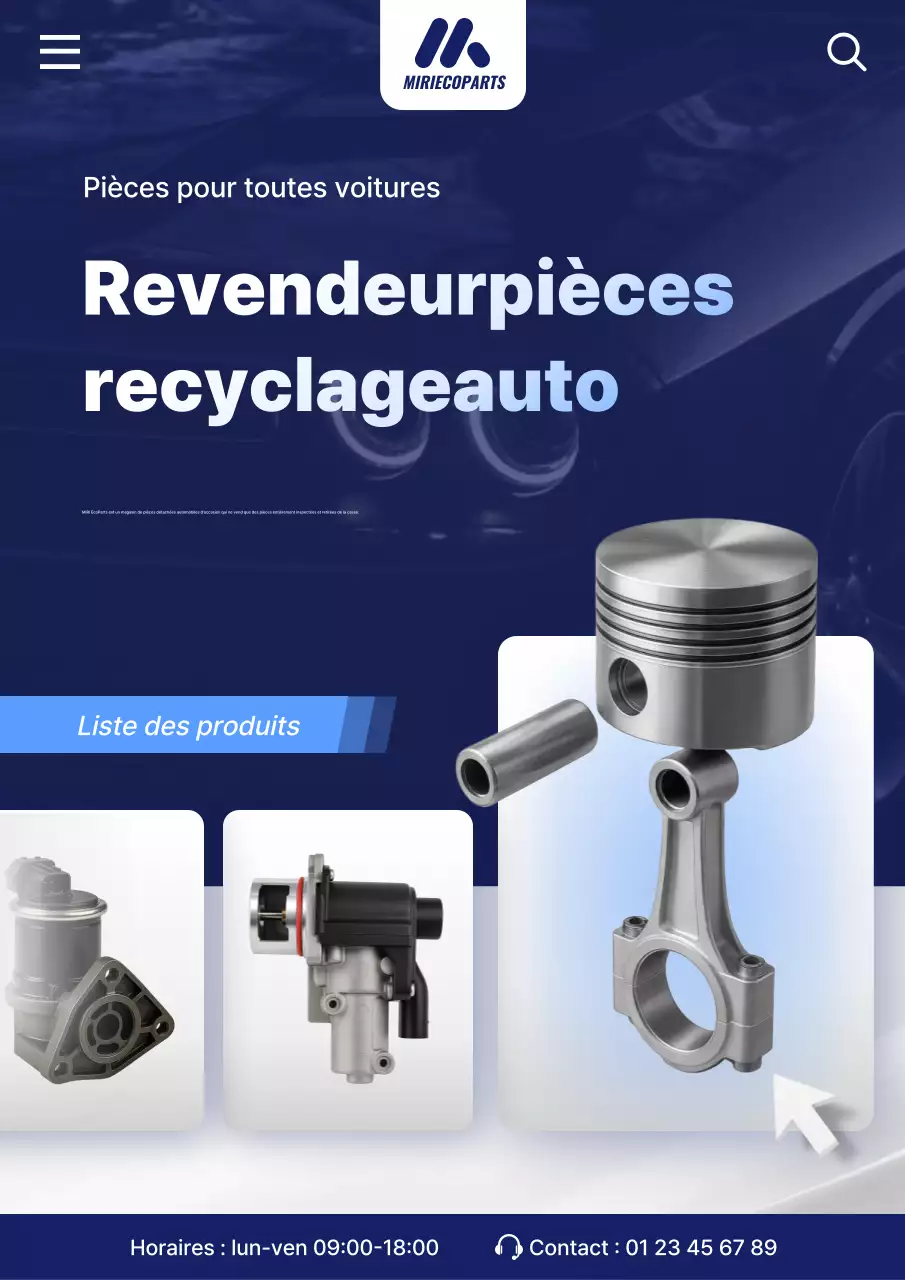 Publicité pour les pièces automobiles modernes bleues