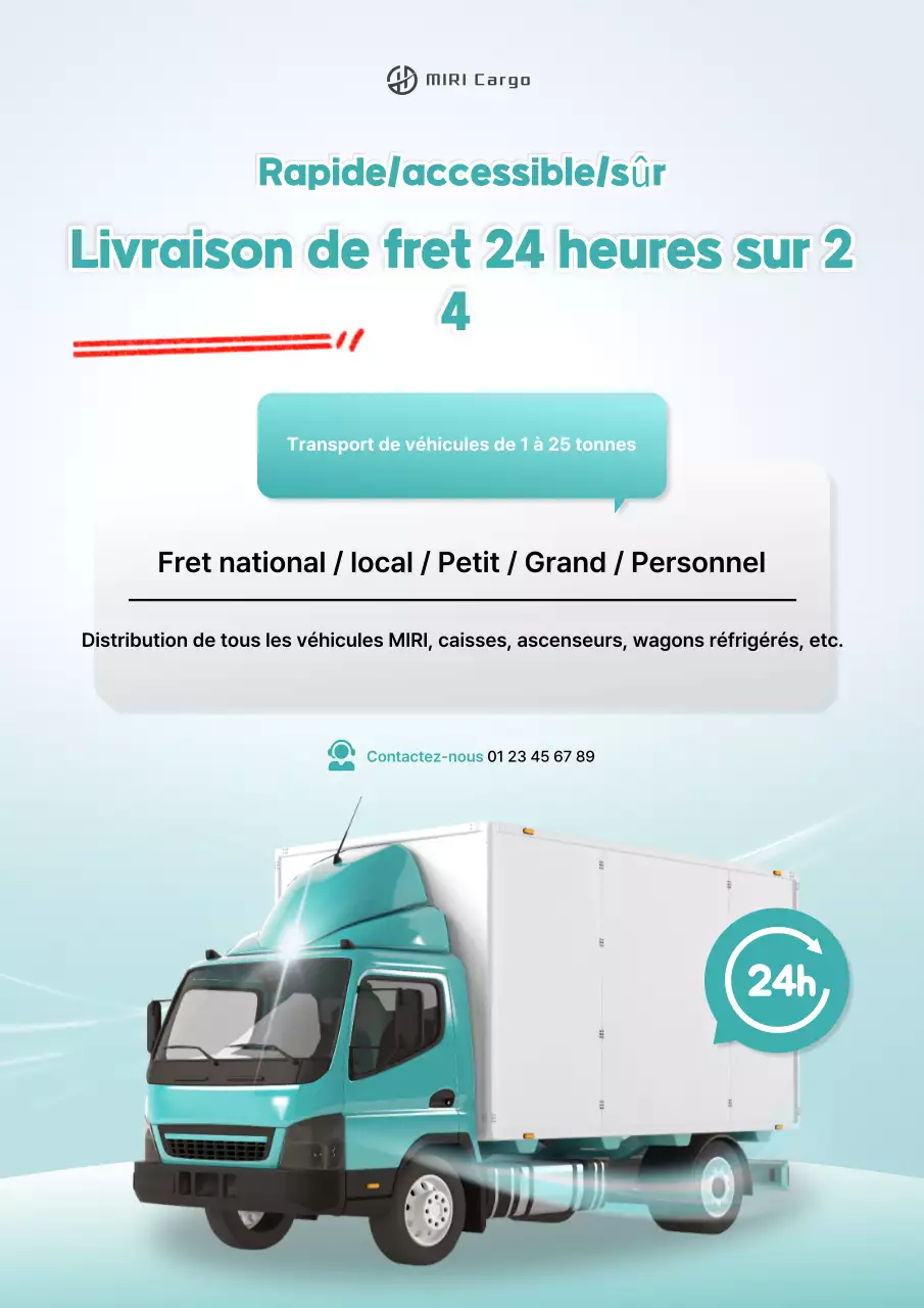 Publicité de transport de marchandises moderne couleur menthe