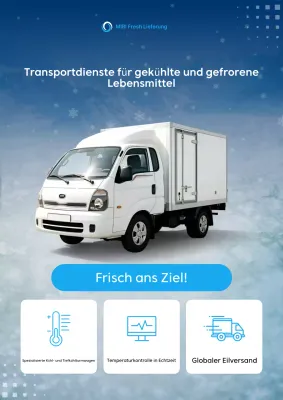 Blaue moderne Werbung für den Transport von Kühlgütern