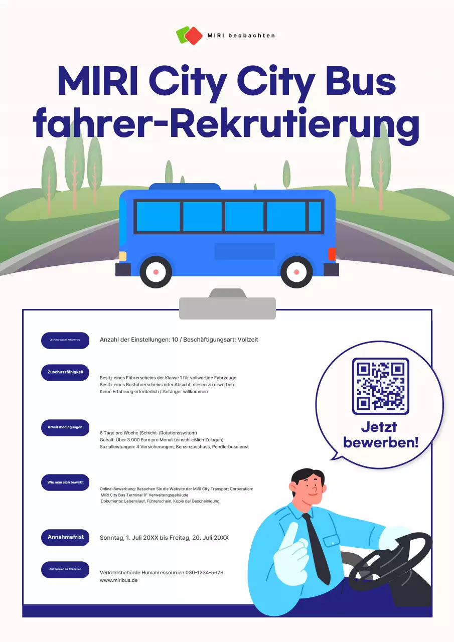 Stellenausschreibung für Busfahrer bei Blue Clean City
