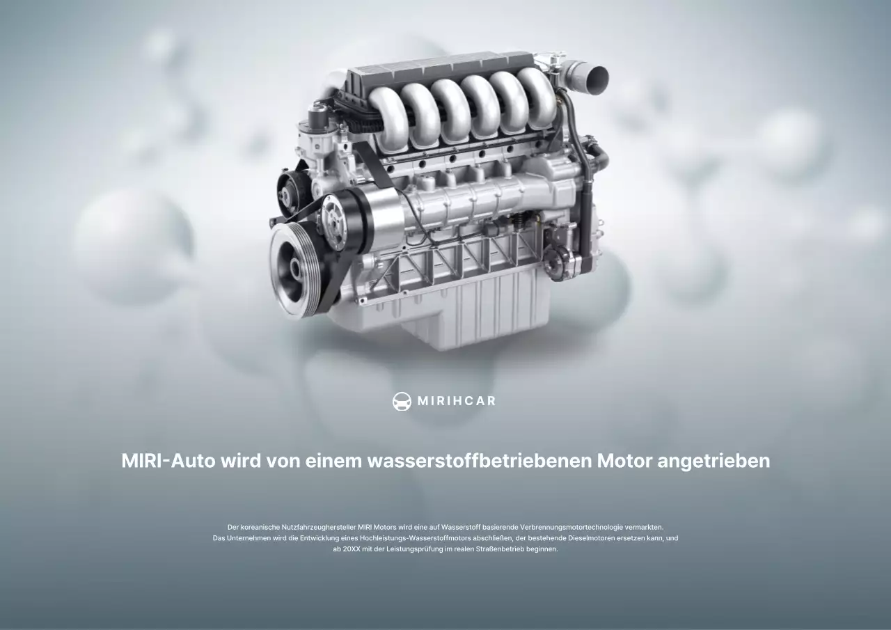 Pressemitteilung zum stilvollen Wasserstoffmotor in Himmelblau