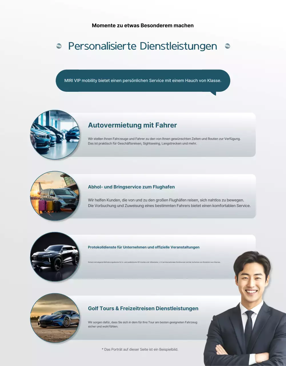 Werbung für luxuriösen Zeremonienservice in Himmelblau