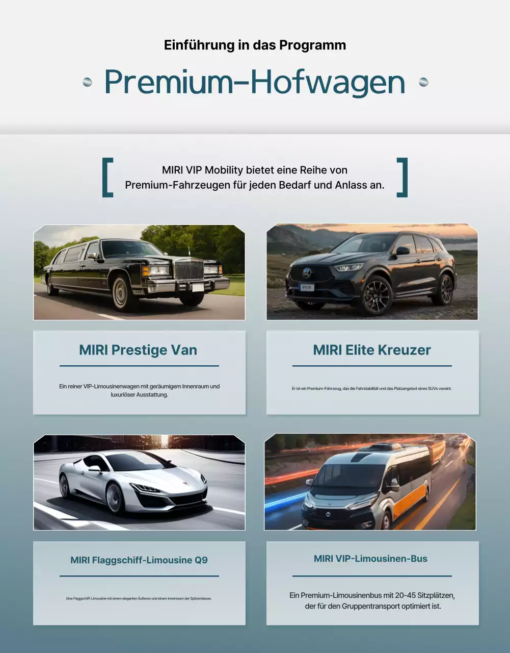 Werbung für luxuriösen Zeremonienservice in Himmelblau