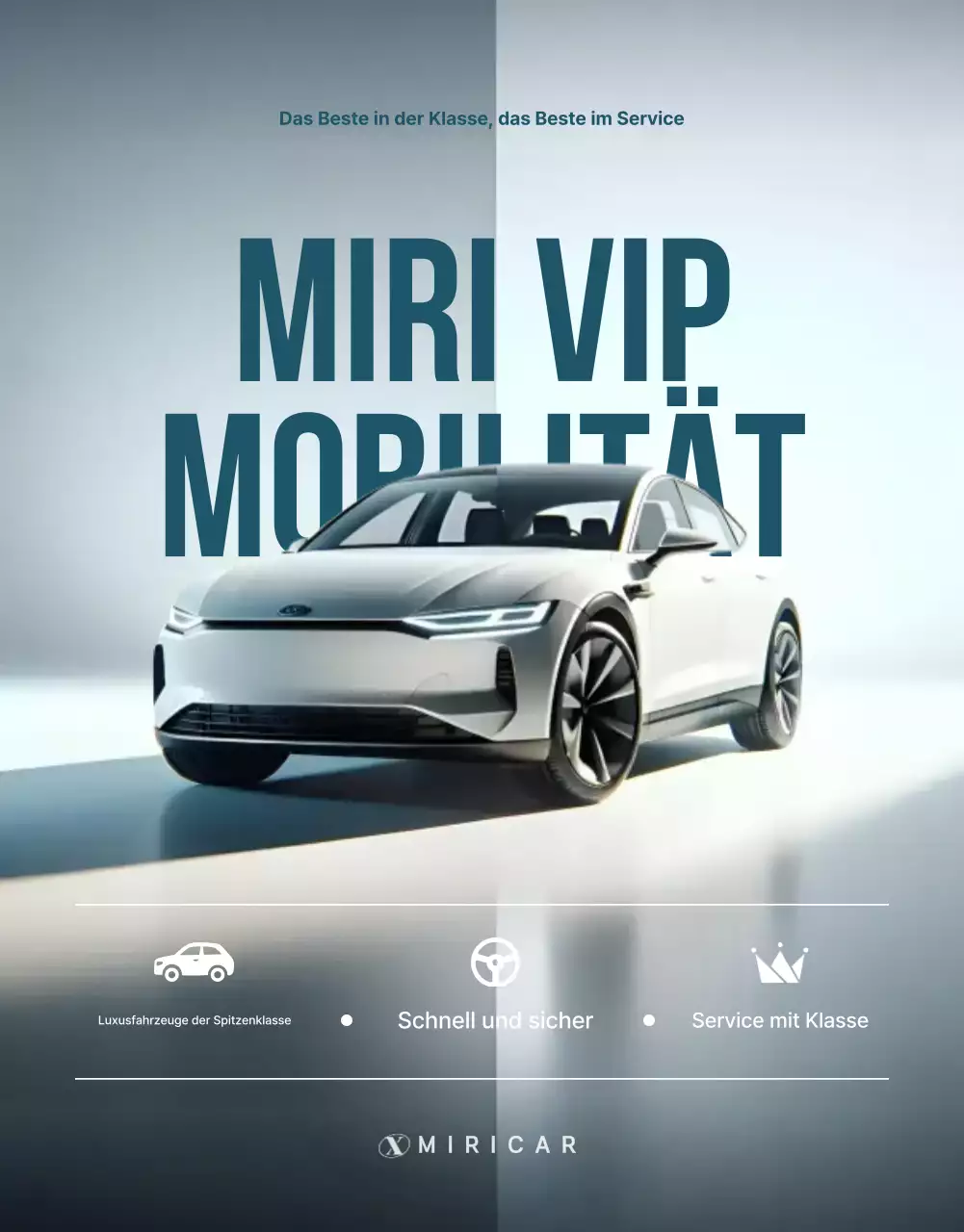 Werbung für luxuriösen Zeremonienservice in Himmelblau