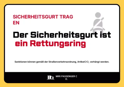 Einfache Anleitung zum Anlegen des Sicherheitsgurts in gelb und rot für Überlandbusse