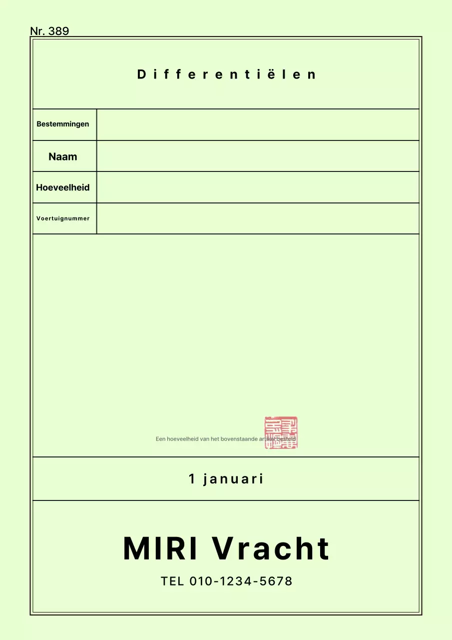 Een verzameling nette en overzichtelijke sjablonen voor logistieke documenten voor witgoedtransport