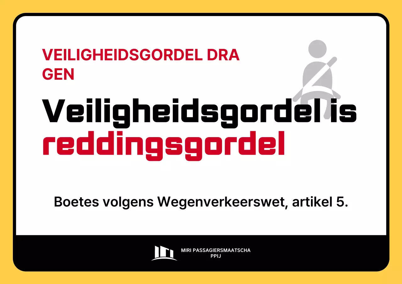 Eenvoudige gele en rode handleiding voor het dragen van veiligheidsgordels in intercitybussen