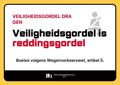 Eenvoudige gele en rode handleiding voor het dragen van veiligheidsgordels in intercitybussen