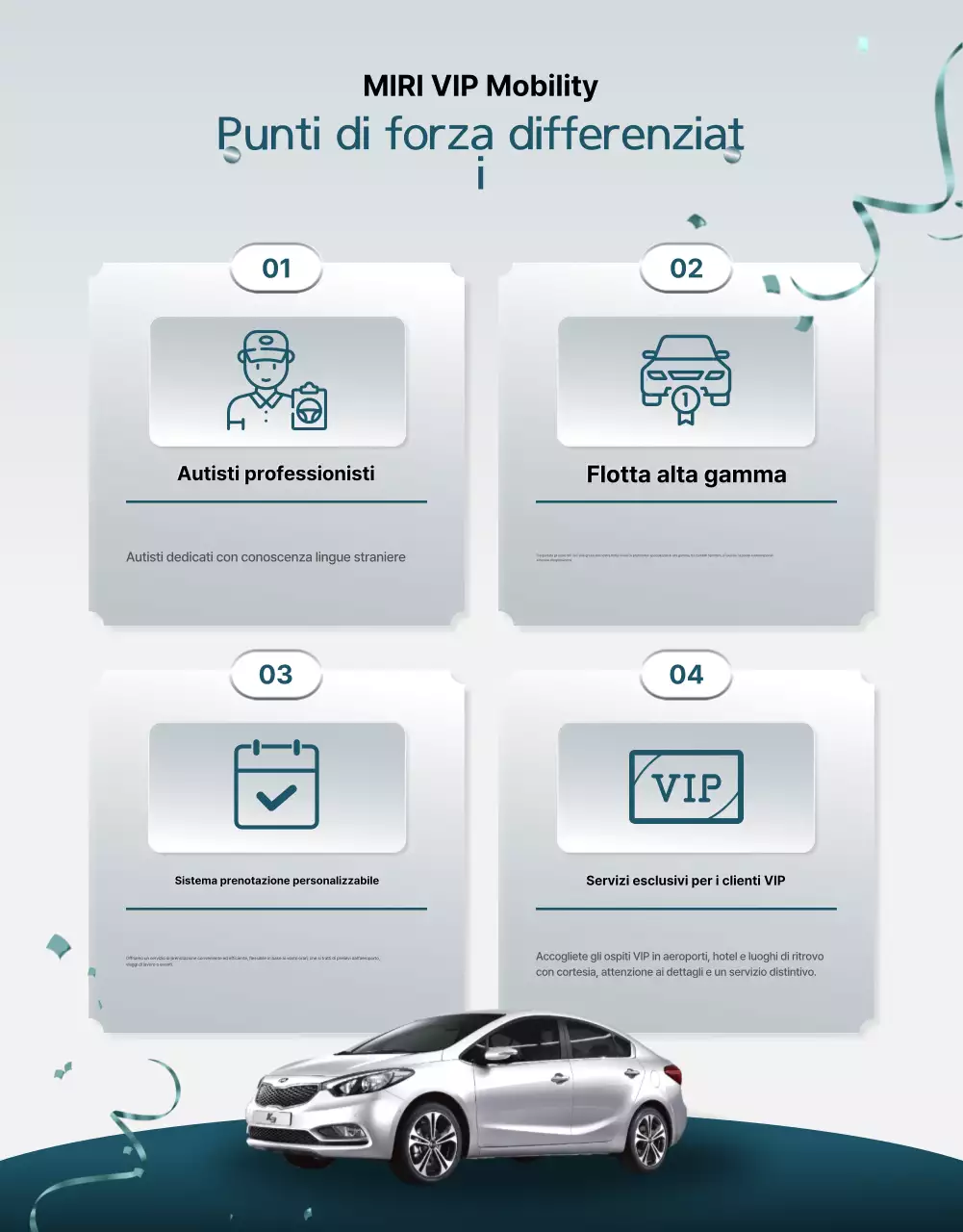 Promozione del servizio cerimoniale di lusso in azzurro cielo