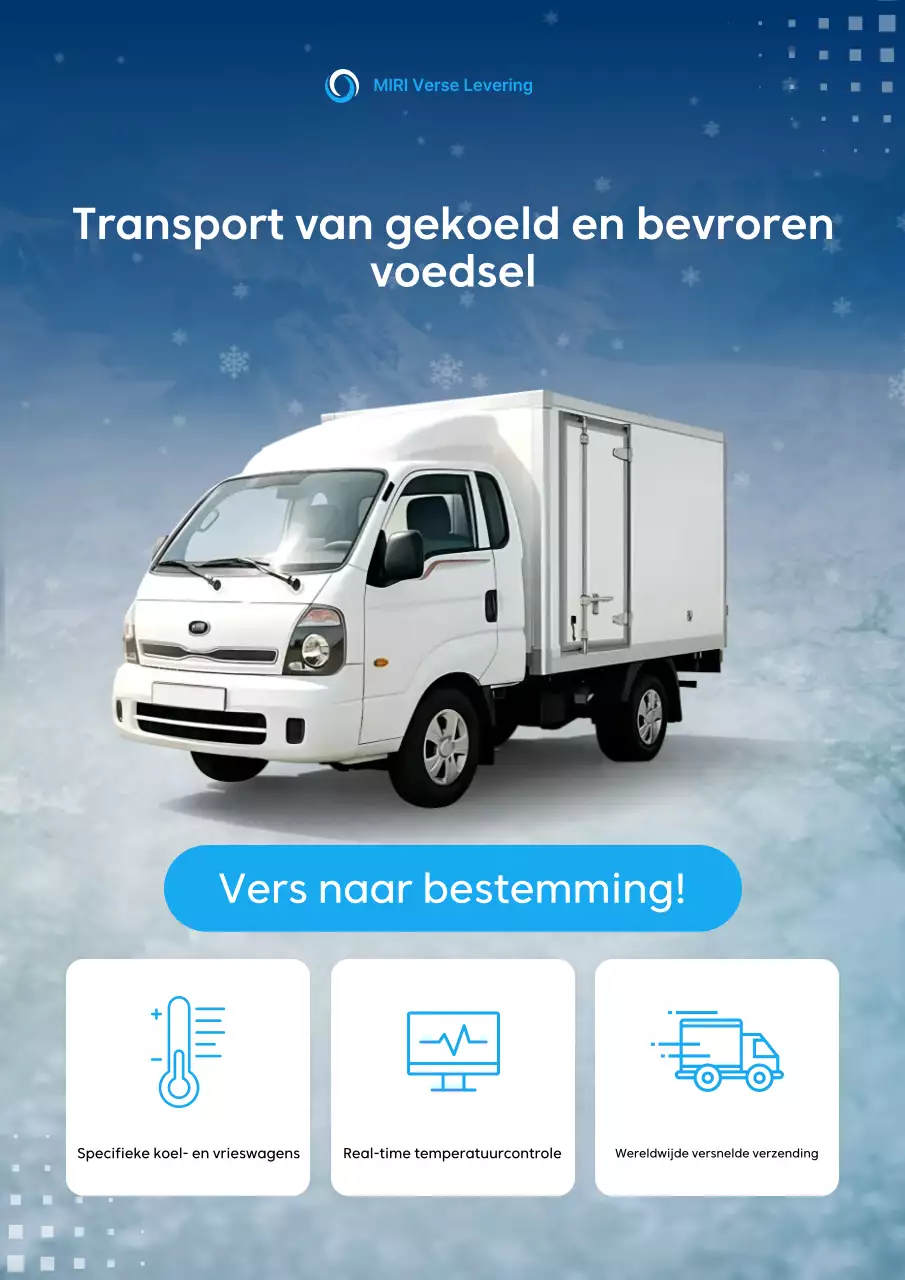 Advertentie voor Blue Modern Refrigerated Cargo Transportation Service