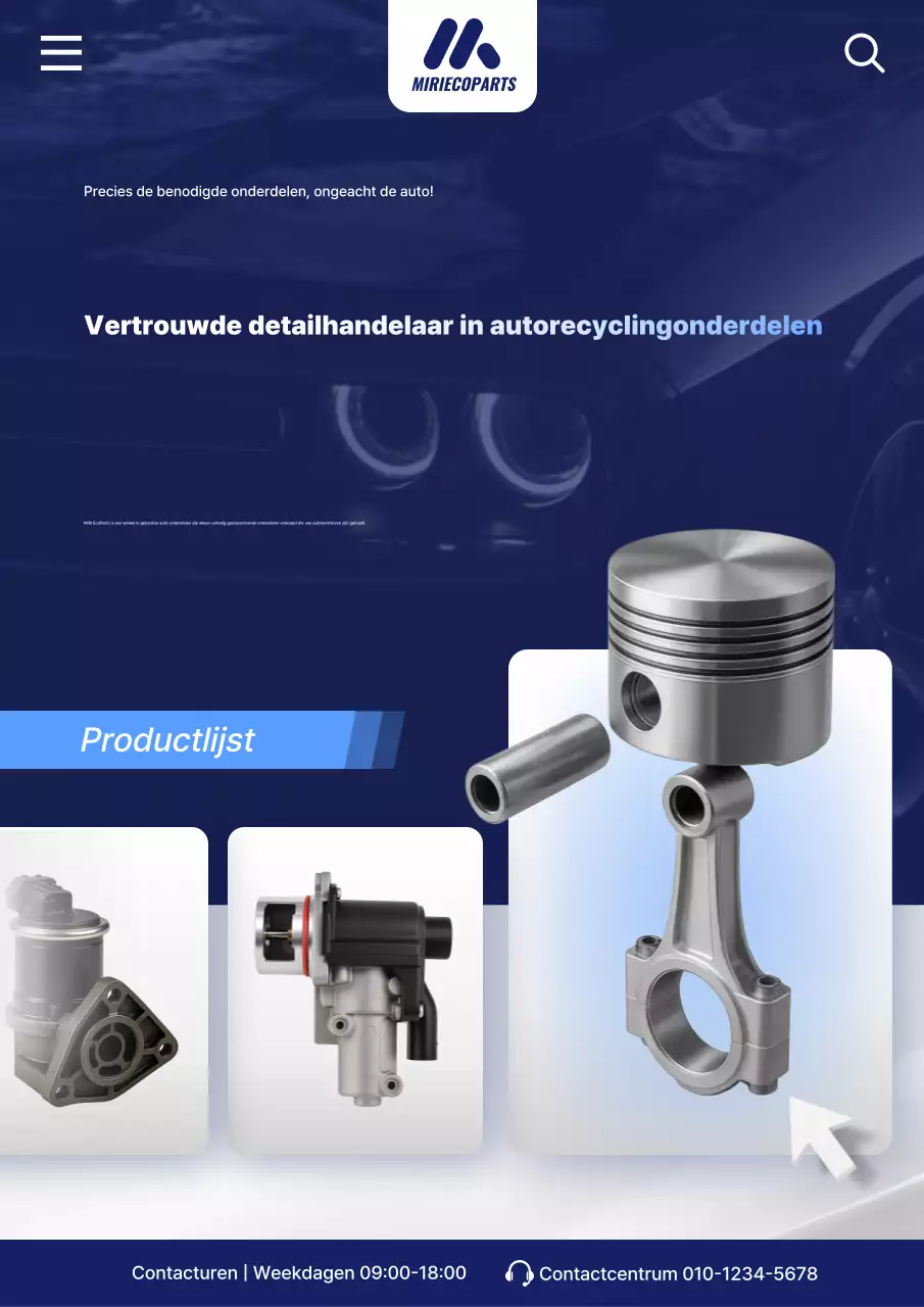 Advertentie voor blauwe moderne auto-onderdelen