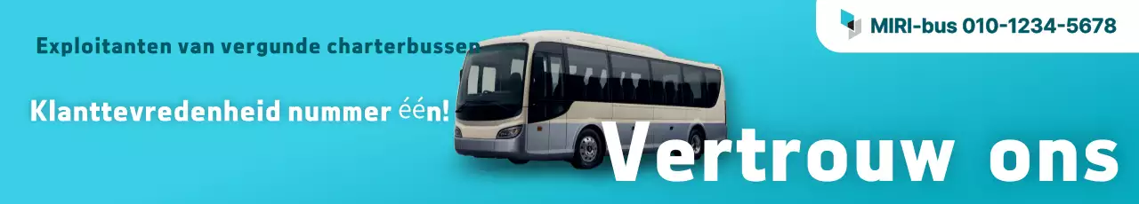 Eenvoudige reclame voor een charterbus in muntgroen