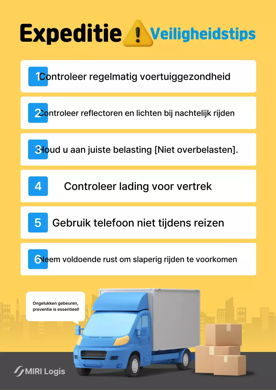 Gele eenvoudige veiligheidsrichtlijnen voor vrachtvervoer