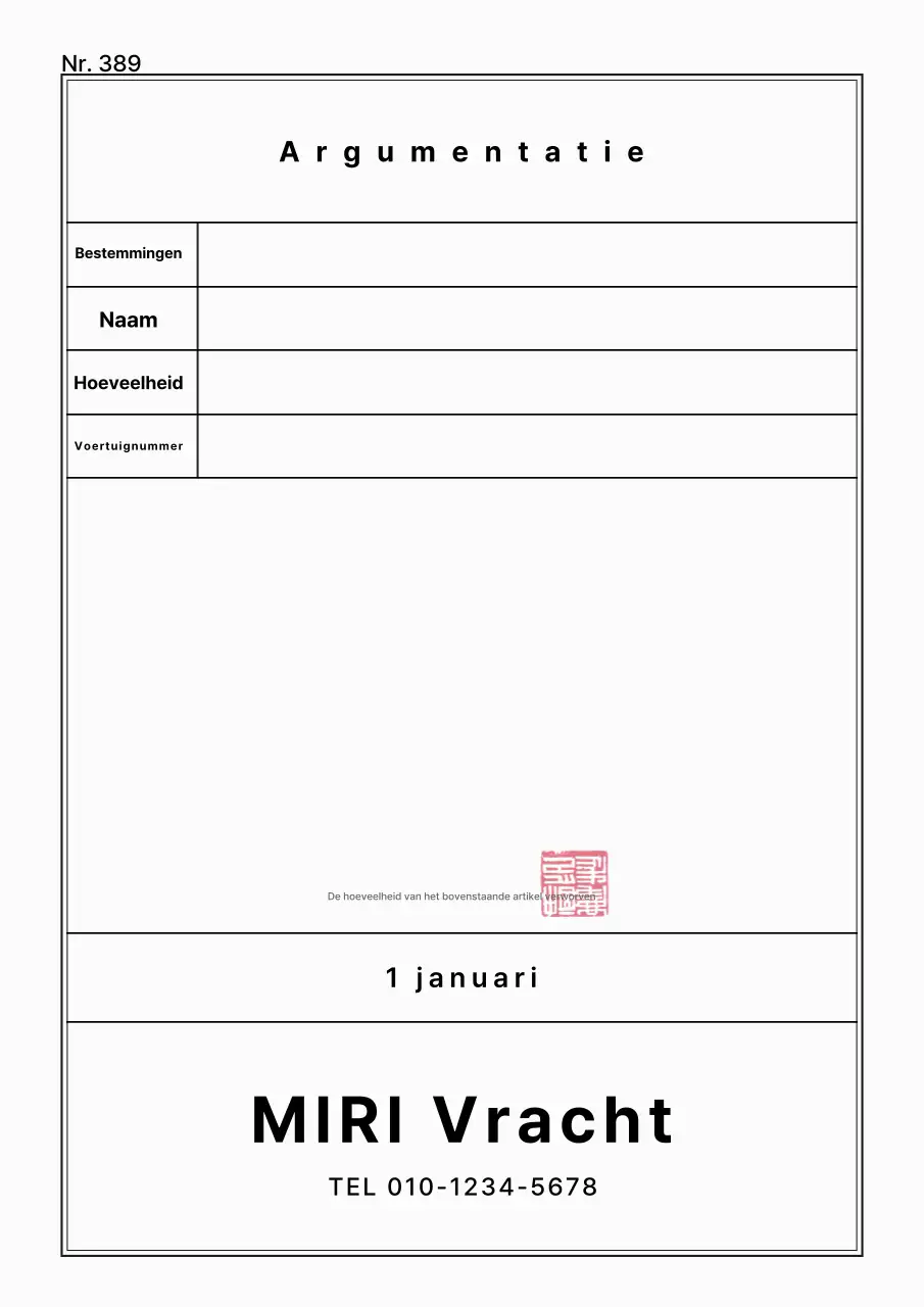 Een verzameling nette en overzichtelijke sjablonen voor logistieke documenten voor witgoedtransport