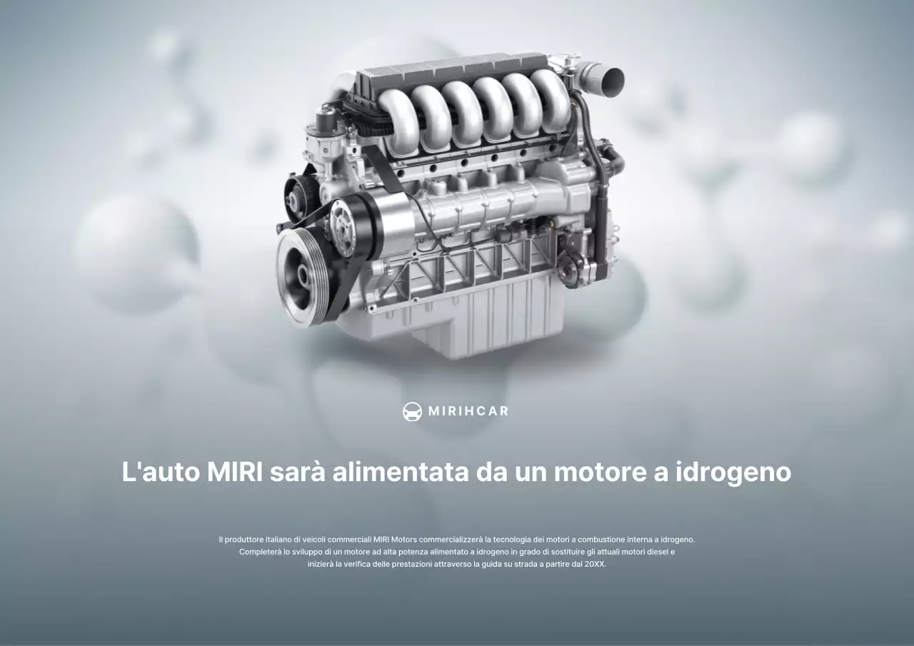 Comunicato stampa sul motore a idrogeno elegante color blu cielo