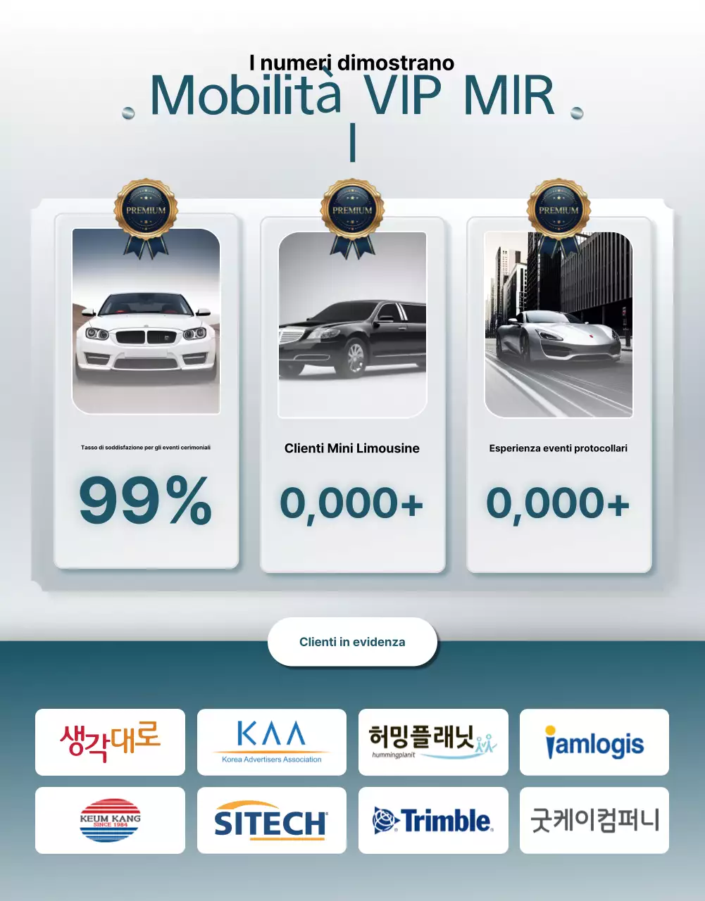 Promozione del servizio cerimoniale di lusso in azzurro cielo