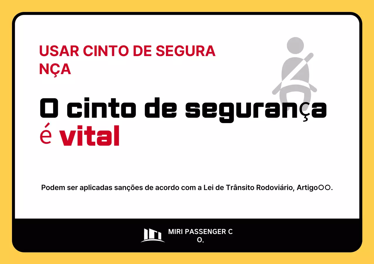 Guia simples de uso do cinto de segurança em ônibus intermunicipais amarelos e vermelhos