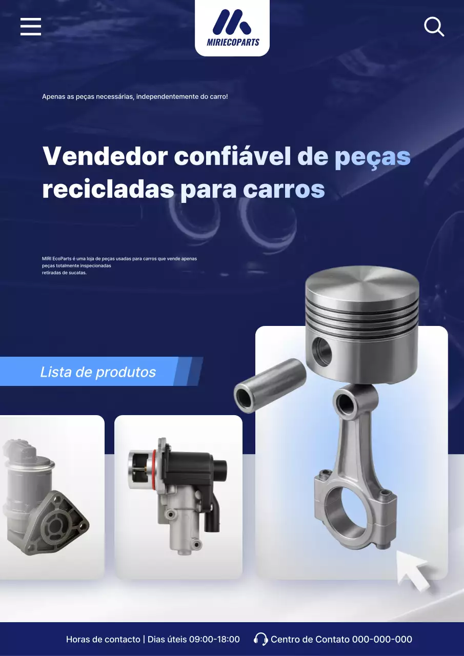 Anúncio de peças automotivas modernas azuis