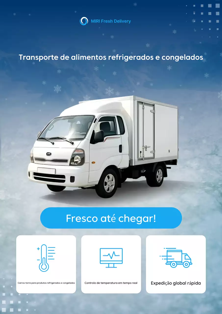 Anúncio do Serviço de Transporte de Carga Refrigerada Moderna Azul