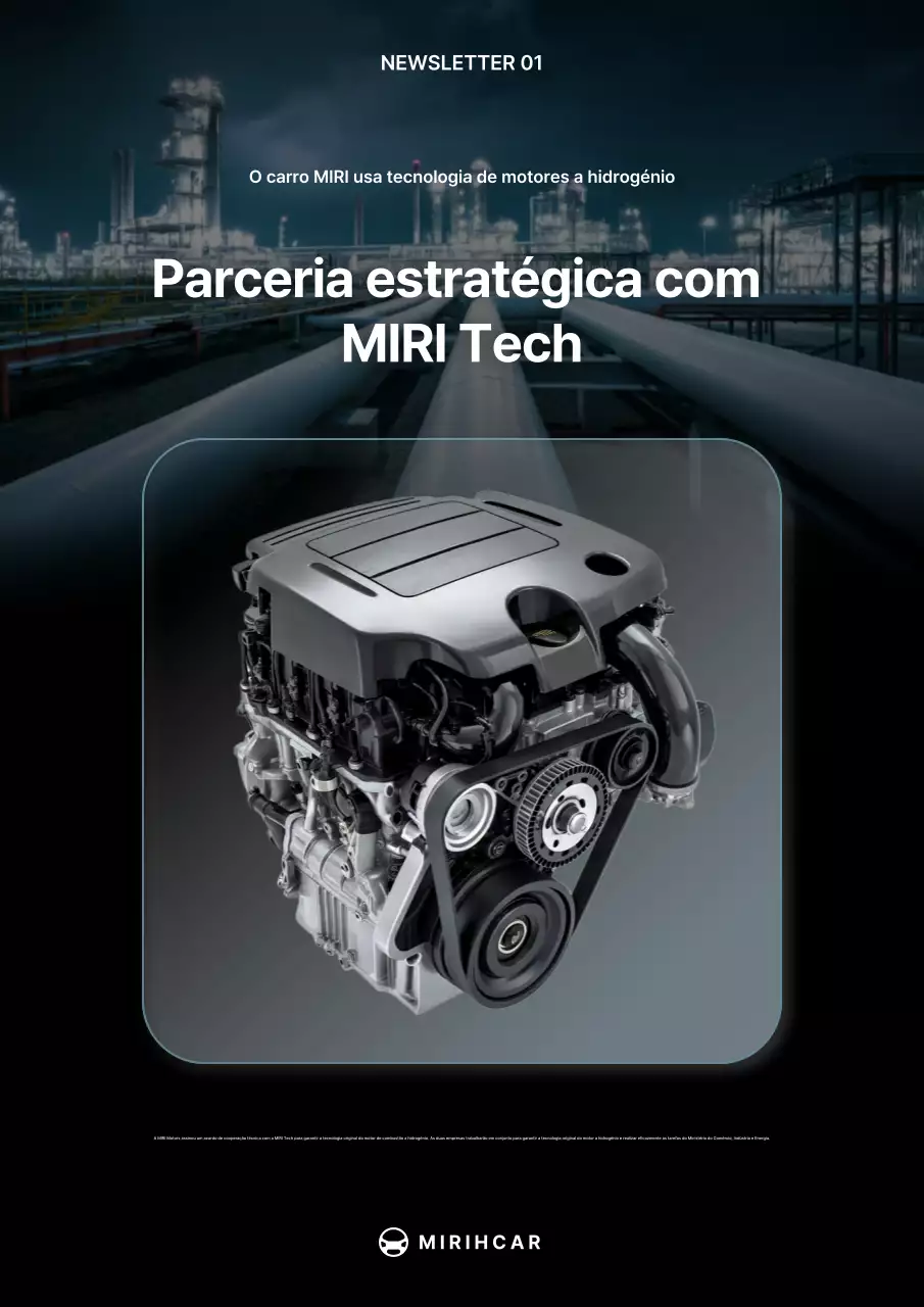 Promoção de colaboração tecnológica de motor de hidrogênio moderno preto