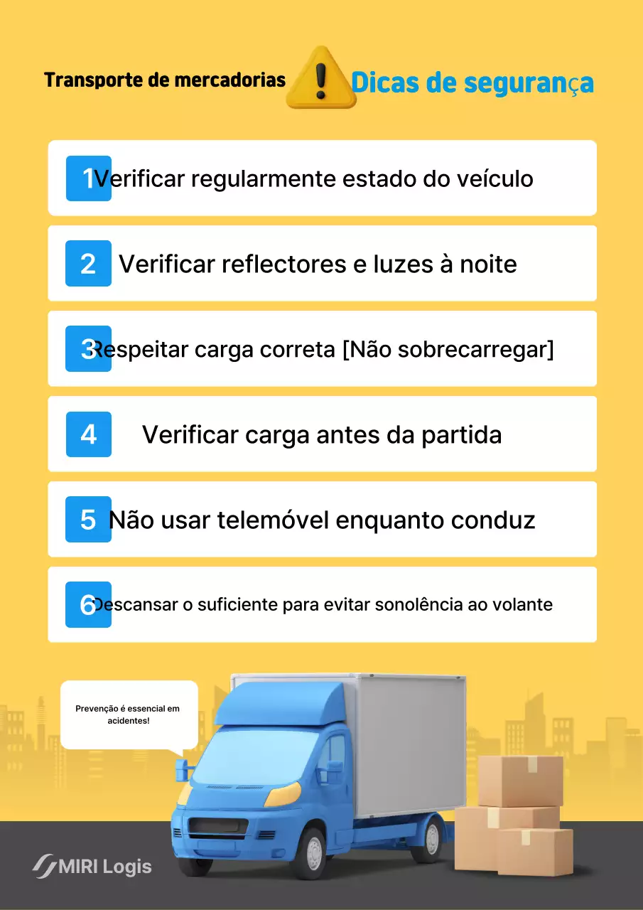 Diretrizes de segurança para transporte de carga simples amarela