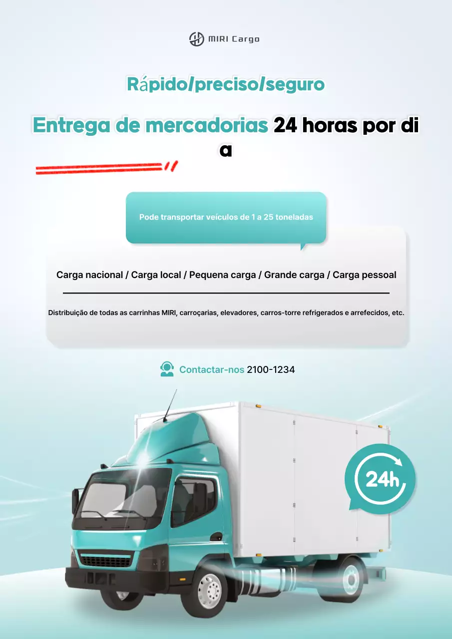 Propaganda moderna de transporte de carga em cor menta
