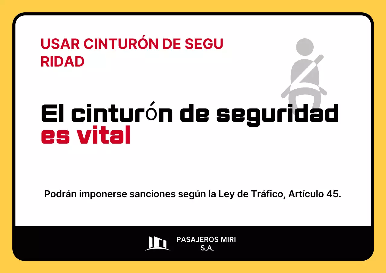 Guía sencilla para el uso del cinturón de seguridad en autobuses interurbanos de color amarillo y rojo