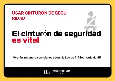 Guía sencilla para el uso del cinturón de seguridad en autobuses interurbanos de color amarillo y rojo