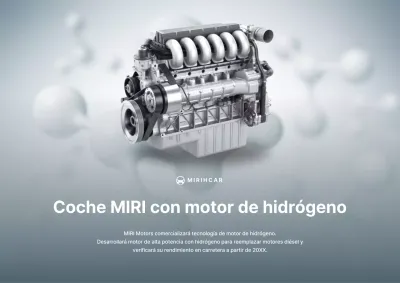 Comunicado de prensa sobre el elegante motor de hidrógeno en color azul cielo