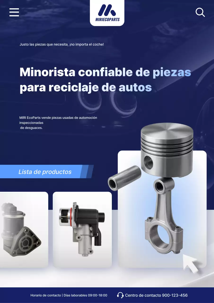 Anuncio de autopartes modernas azules