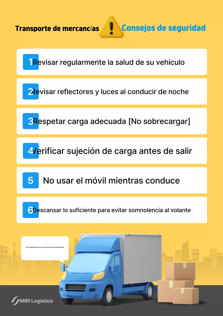 Pautas de seguridad para el transporte de carga amarillas y sencillas