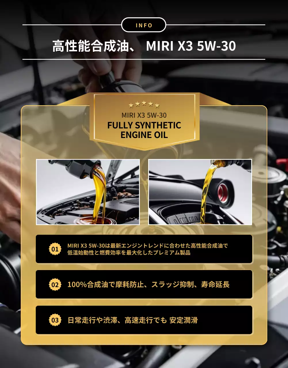 ゴールド モダン エンジンオイル ポスター