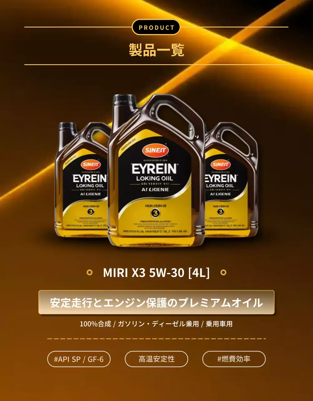 ゴールド モダン エンジンオイル ポスター