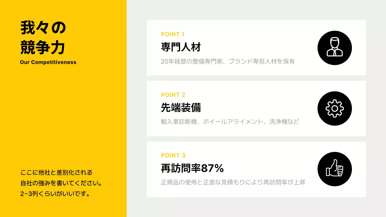 黄色 モダン 自動車 名刺